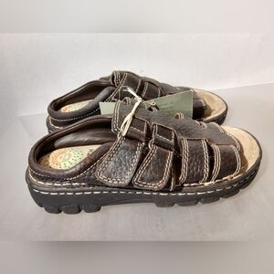 Earth Shoe Canyon Brown Leather Comfort Sandals Gladiators Women Sz 5.5 New